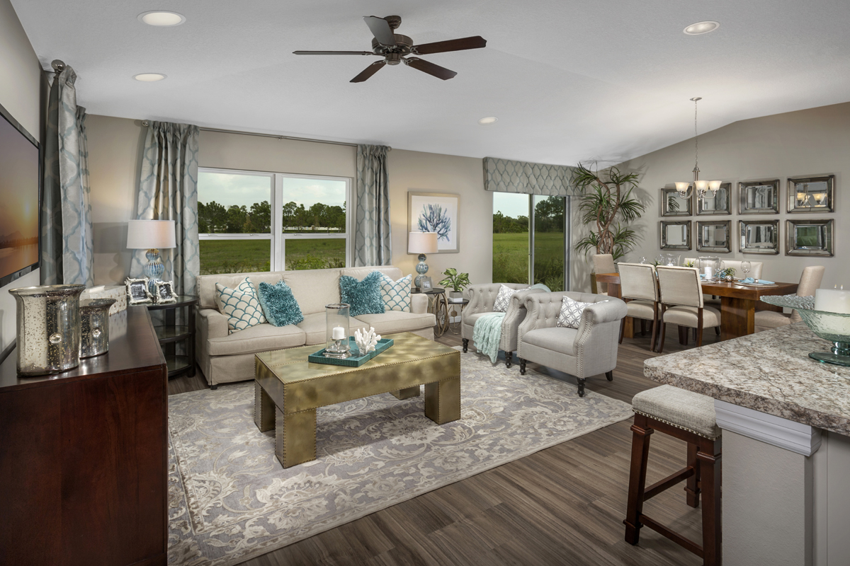 KB model home great room in Port St. Lucie, FL