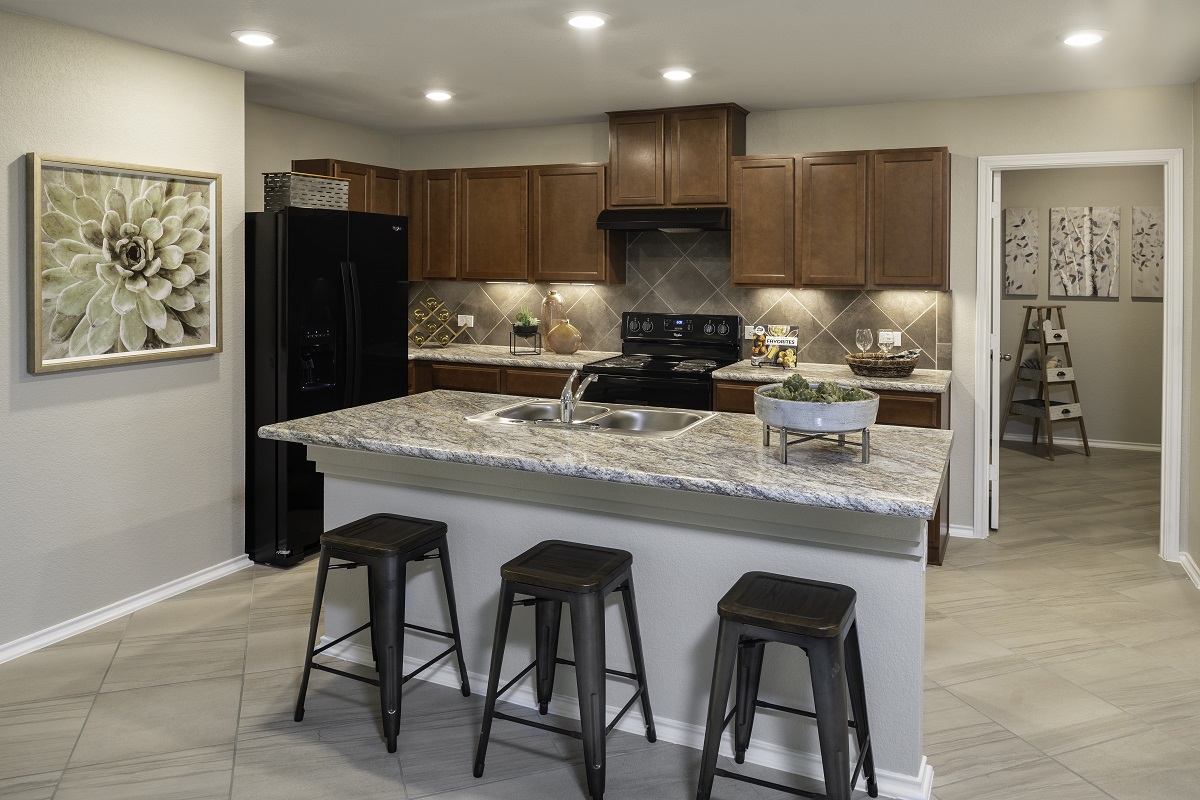 KB model home kitchen in Elgin, TX