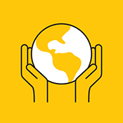 Pictogram of hands holding up the earth