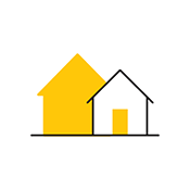 Pictogram of outlines of two overlapping houses