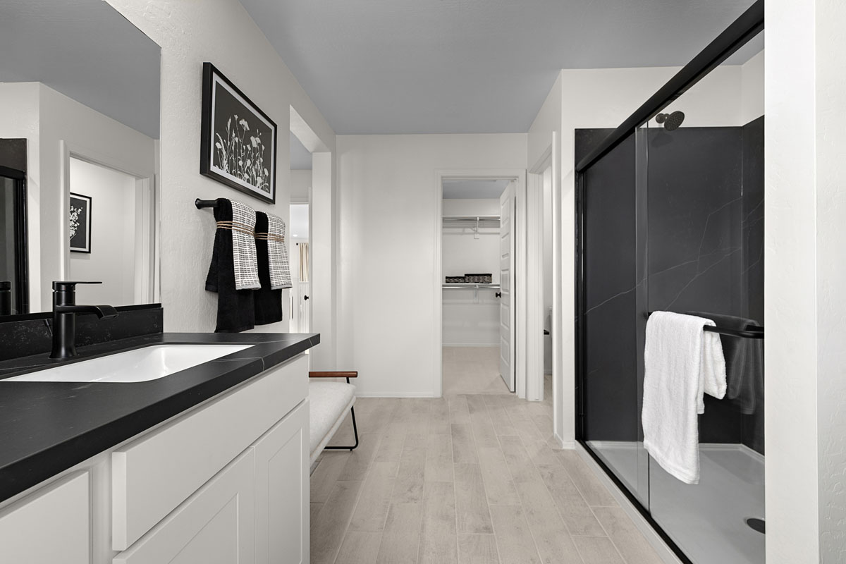 Walk-in shower at primary bath