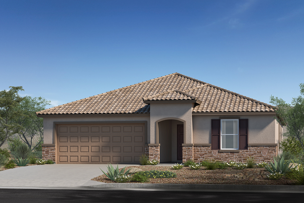 New Homes in Surprise, AZ - The Enclaves at Desert Oasis Plan 1612 Elevation B with Optional Stone