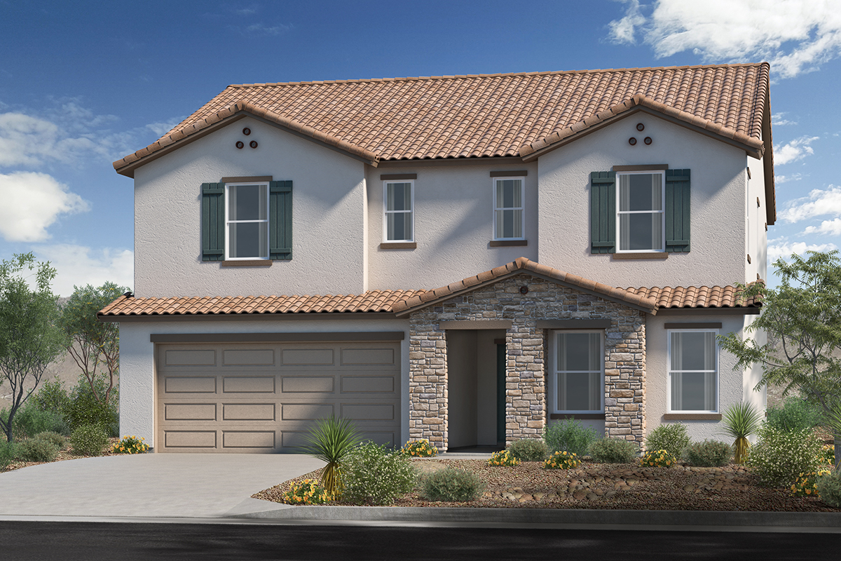 New Homes in Surprise, AZ - The Enclaves at Desert Oasis Plan 2650 Elevation A with Optional Stone
