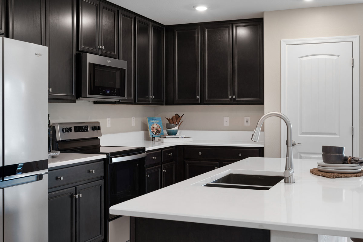 42-in. upper cabinets at kitchen