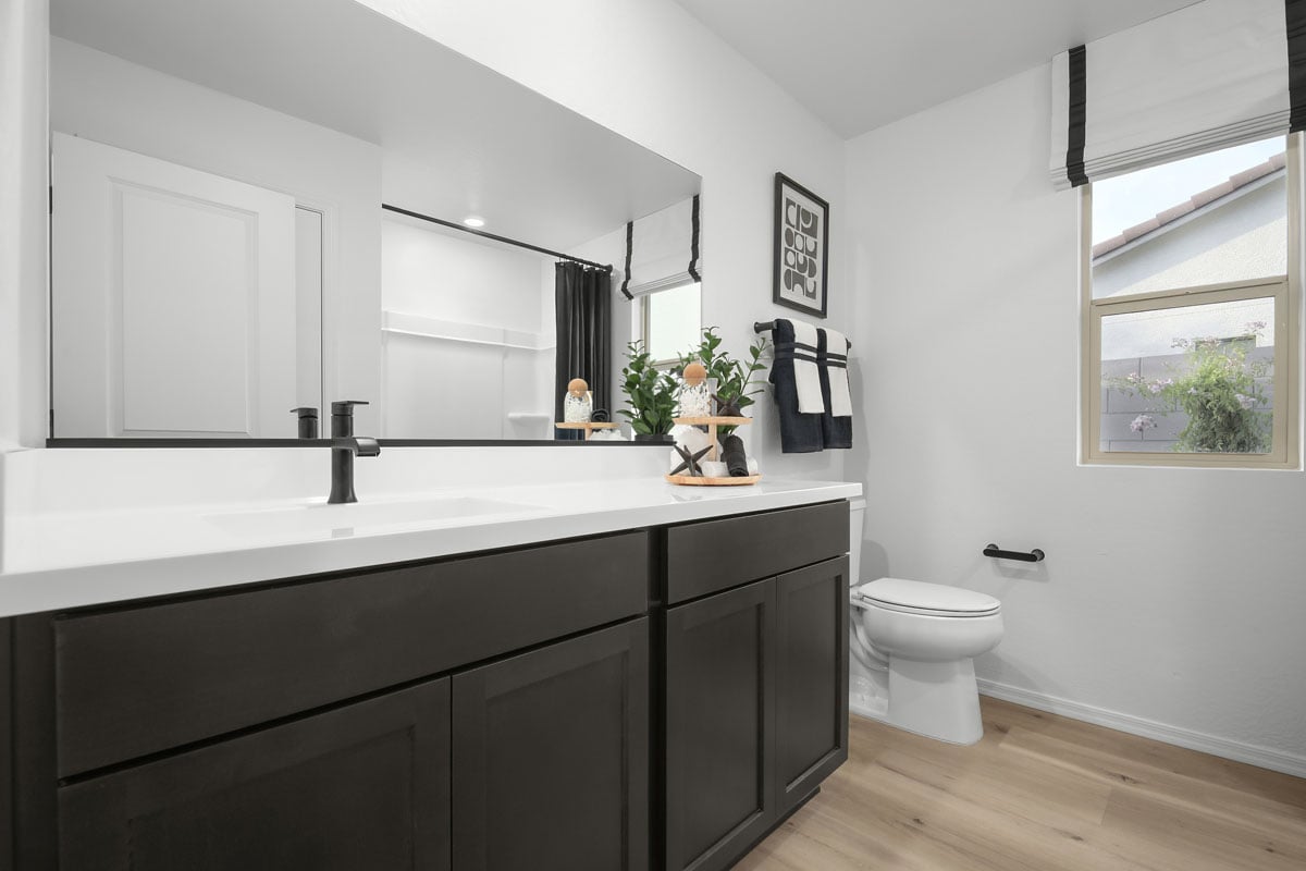 Dual-sink vanity at primary bath