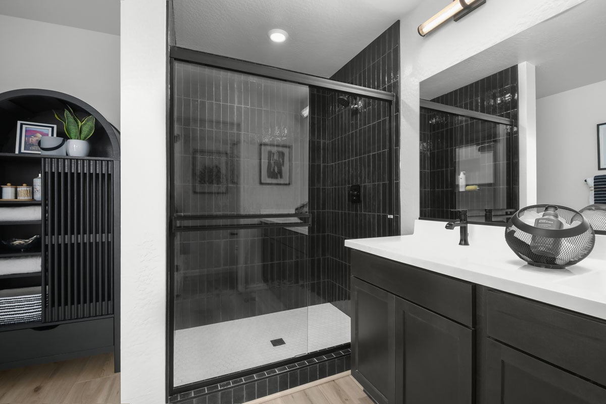 Walk-in shower at primary bath