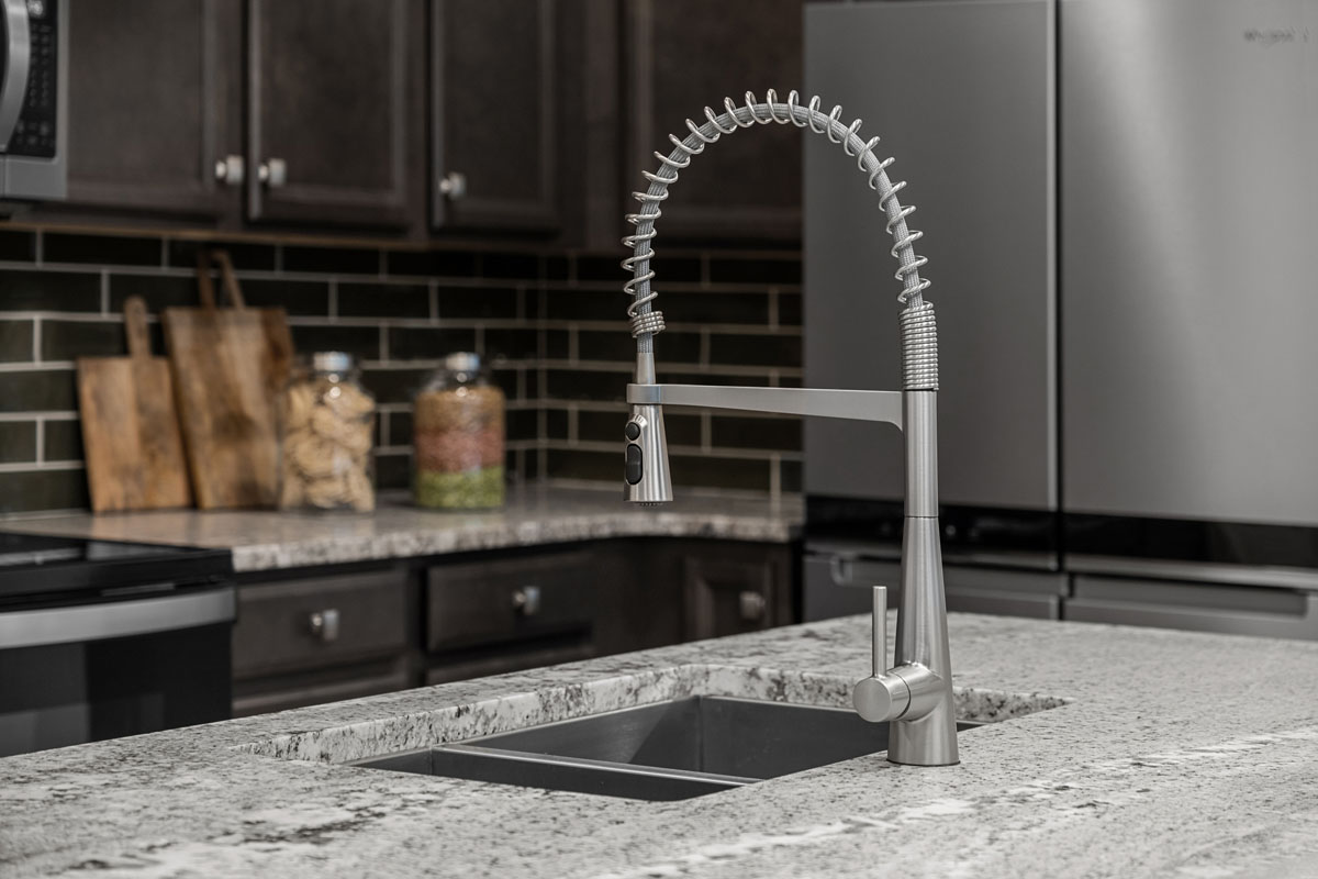 Granite countertop with undermounted sink