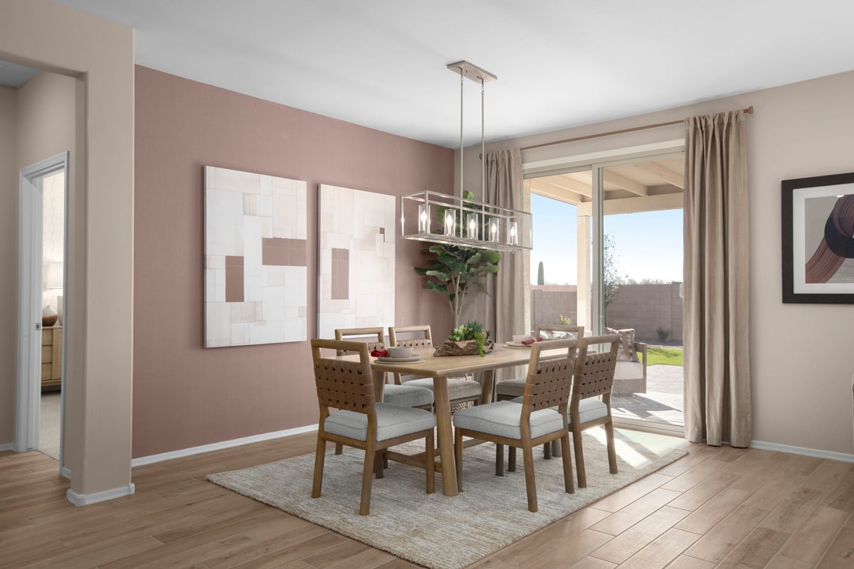 Dining area with upgraded lighting fixture