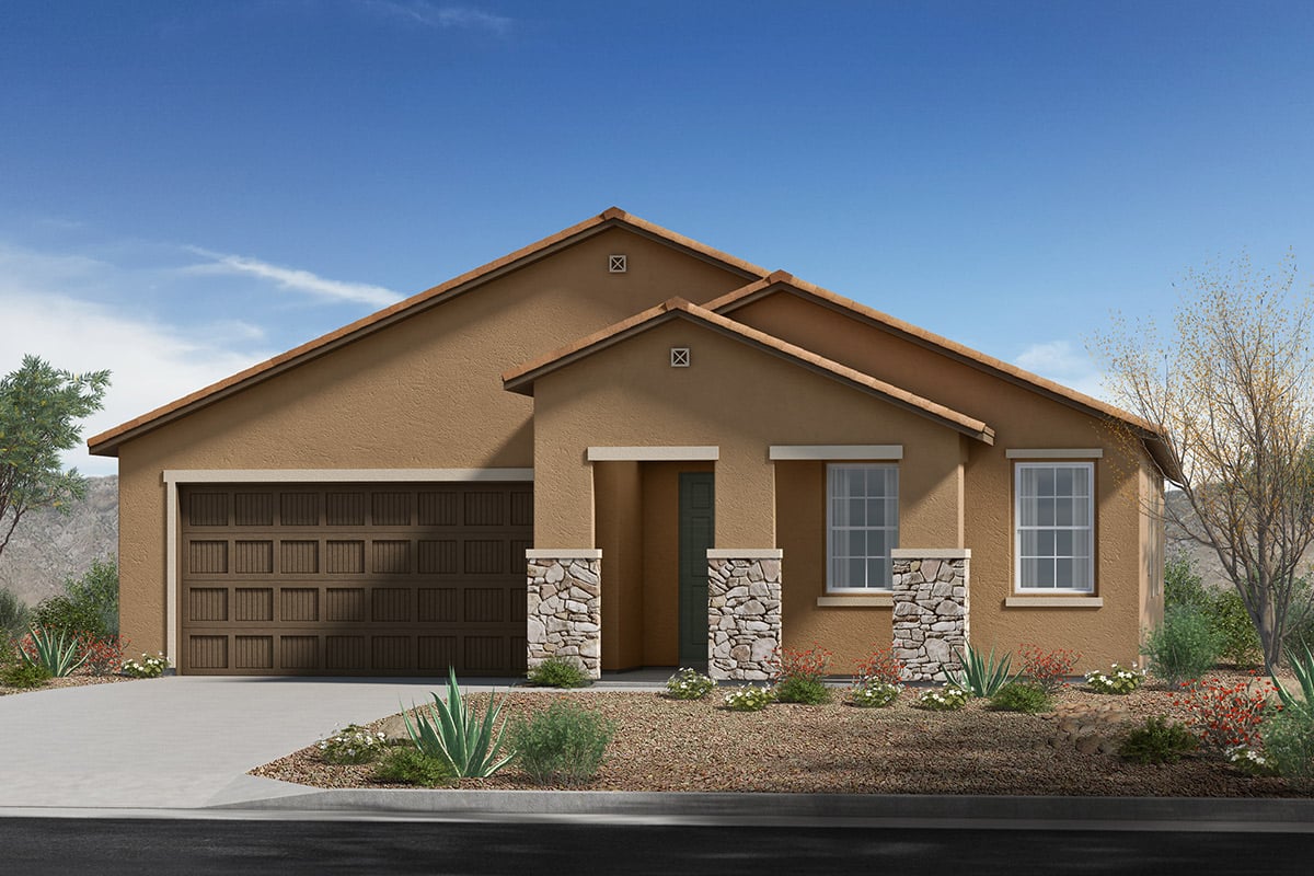 New Homes in Tucson, AZ - Colina de Anza Agave Plan 2128 Elevation C with Stone