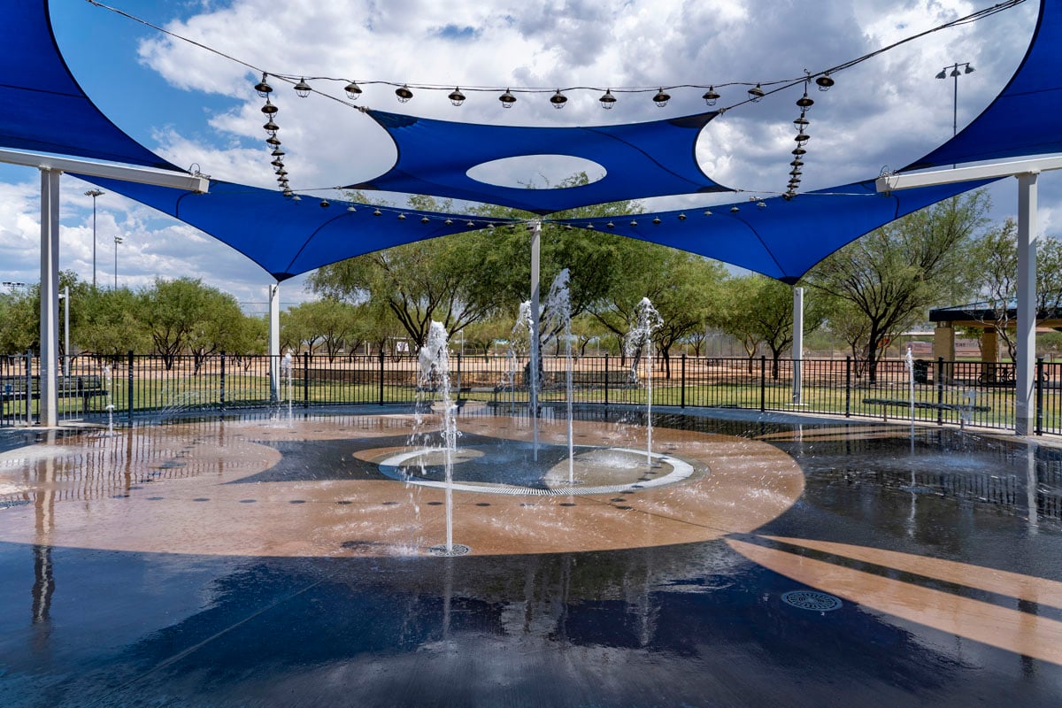 A short drive to splash park at Crossroads at Silverbell District Park