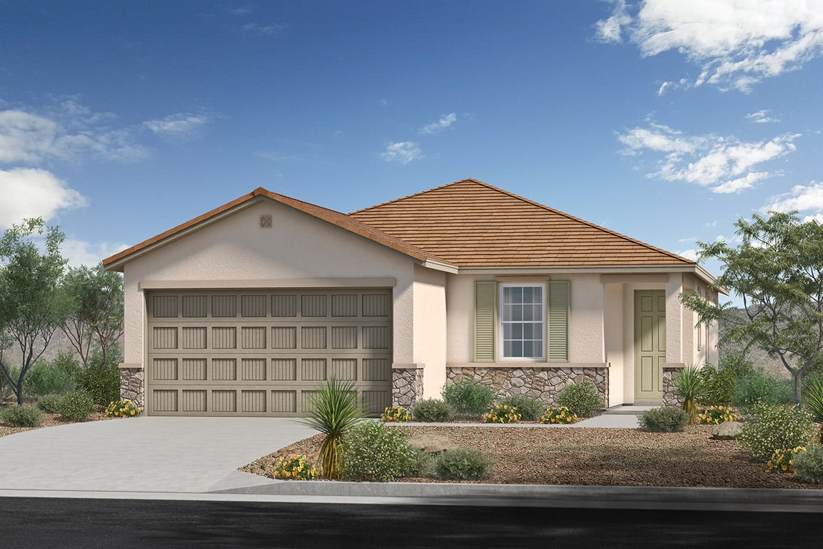 New Homes in Tucson, AZ - Colina de Anza Traditions Plan 1380 Elevation C with Stone