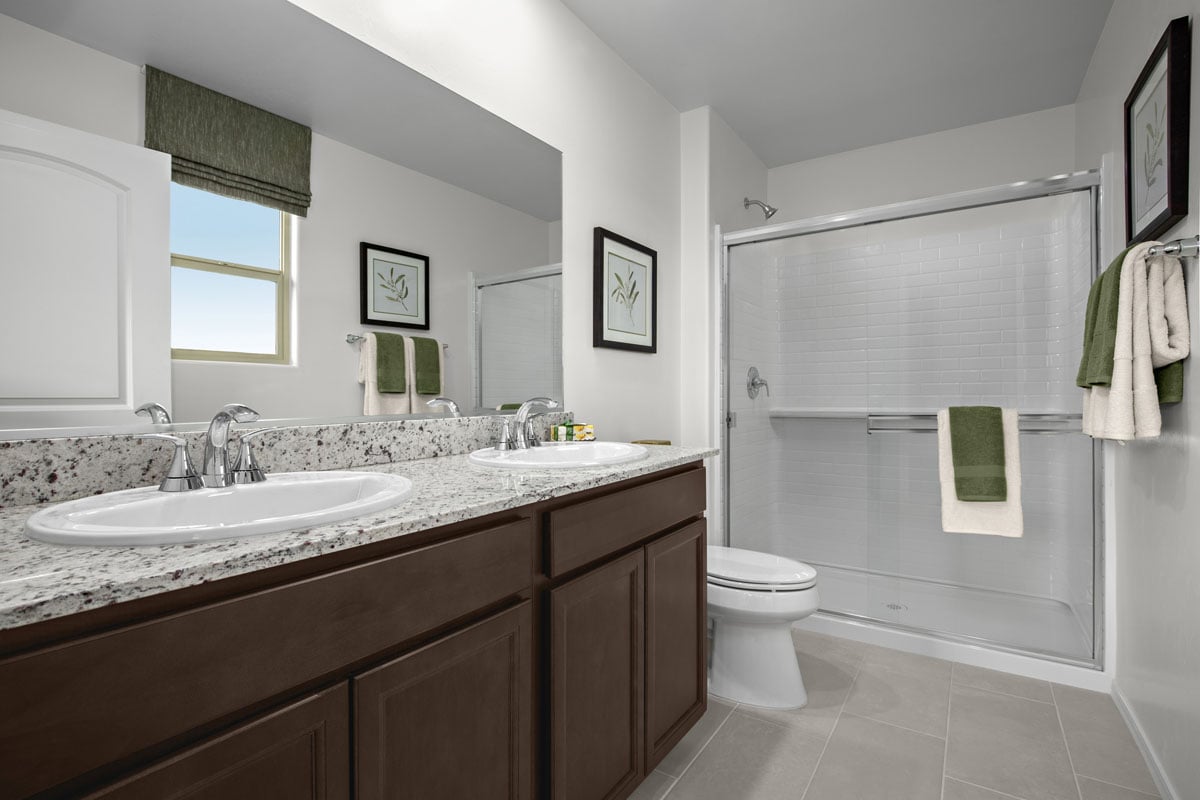 Upgraded Silestone® quartz countertop at primary bath