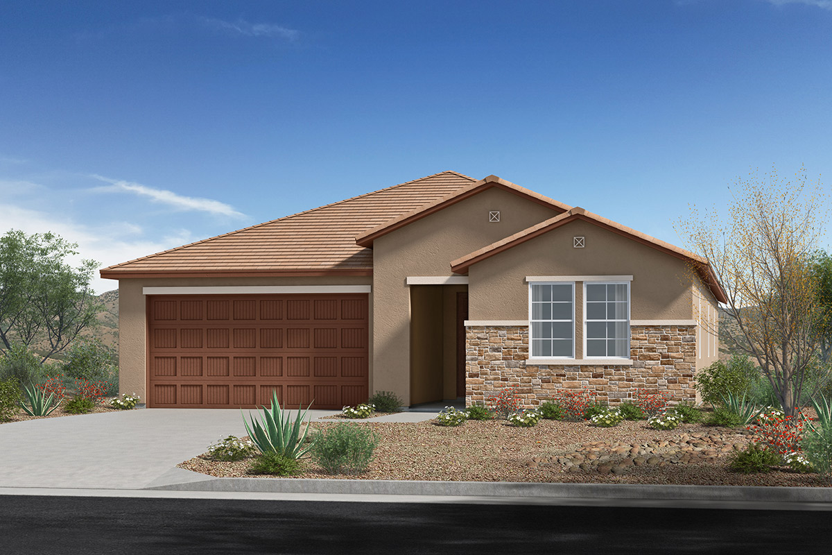 New Homes in Tucson, AZ - Vista Del Oro Horizon Plan 2314 Elevation C with Stone