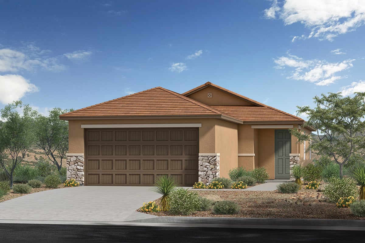 New Homes in Tucson, AZ - Vista Del Oro Reserve Plan 1262 Elevation C with Stone