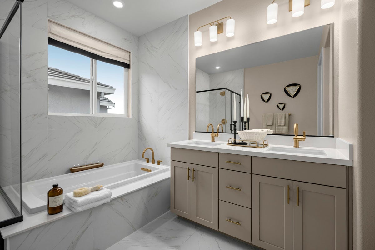 Dual-sink vanity at primary bath 