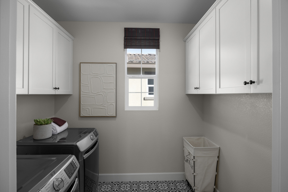 Second floor laundry room with storage 
