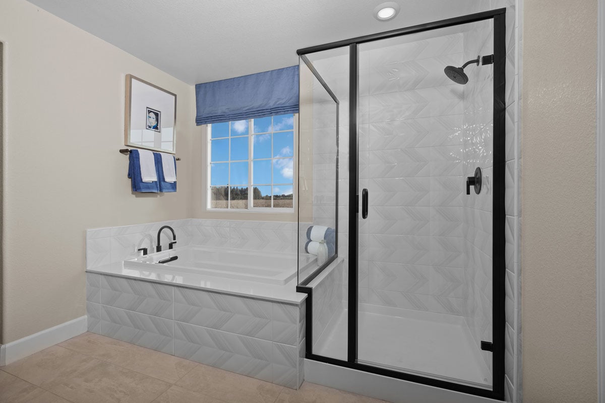 Tub and separate shower at primary bath 