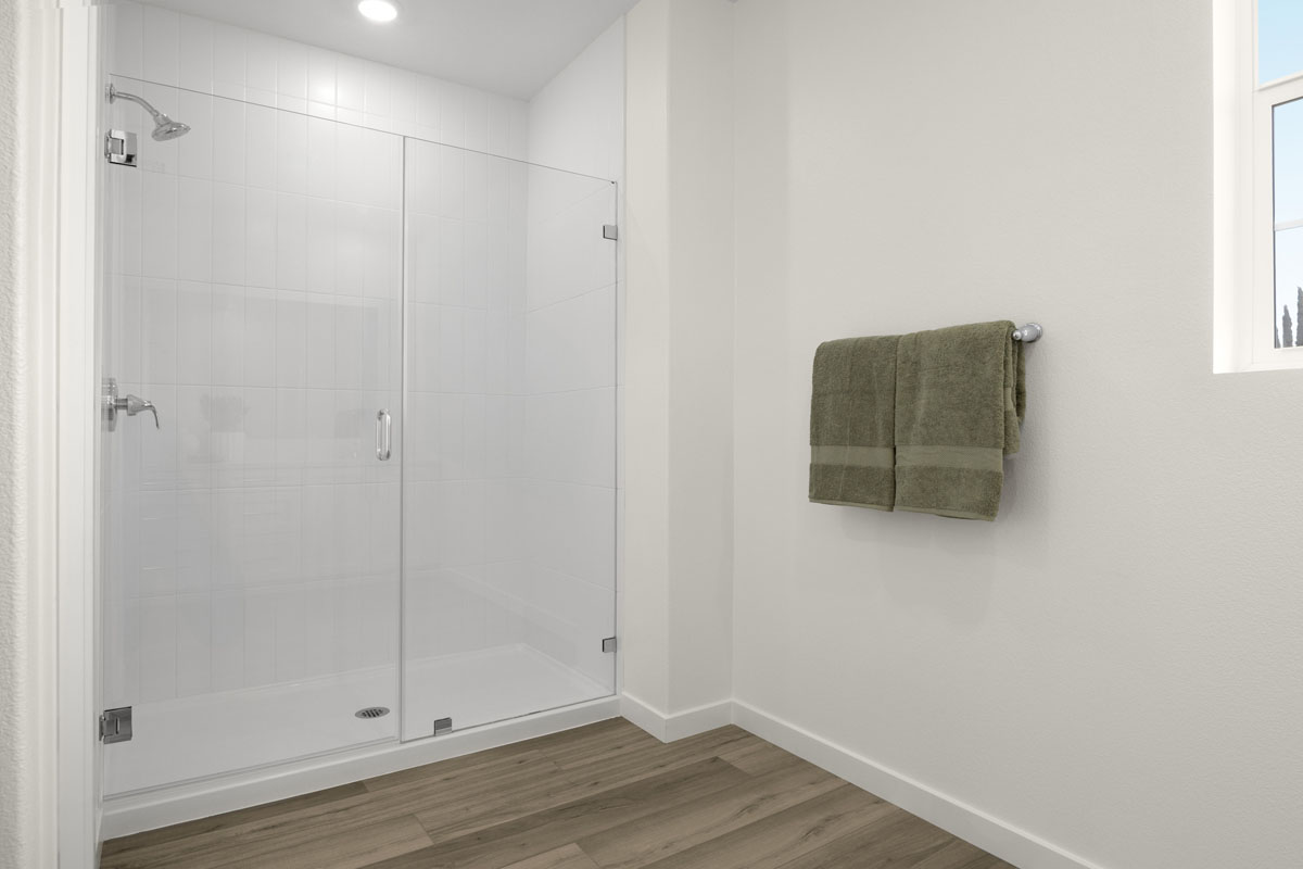 Walk-in shower at primary bath