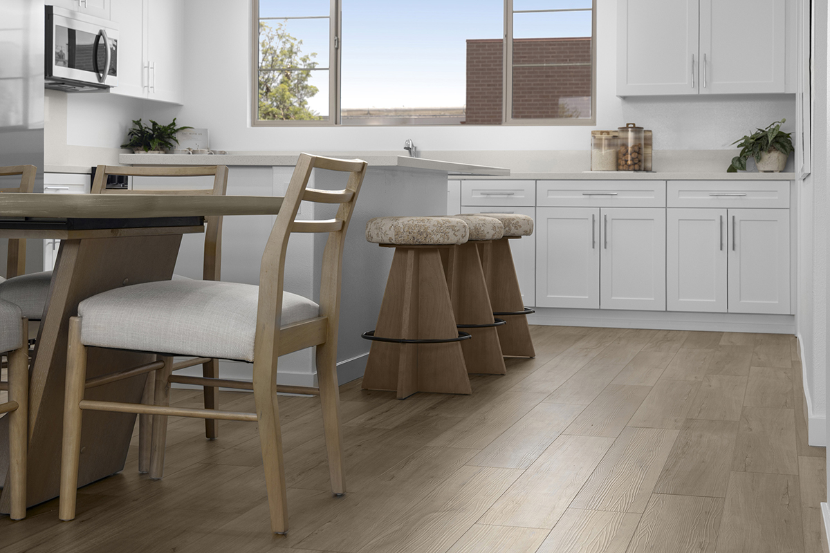 Luxury vinyl plank flooring at kitchen