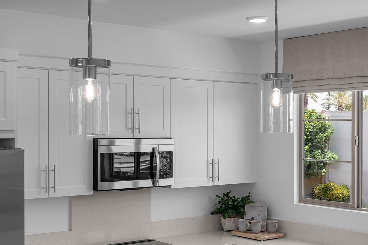 Pendant lighting at kitchen island