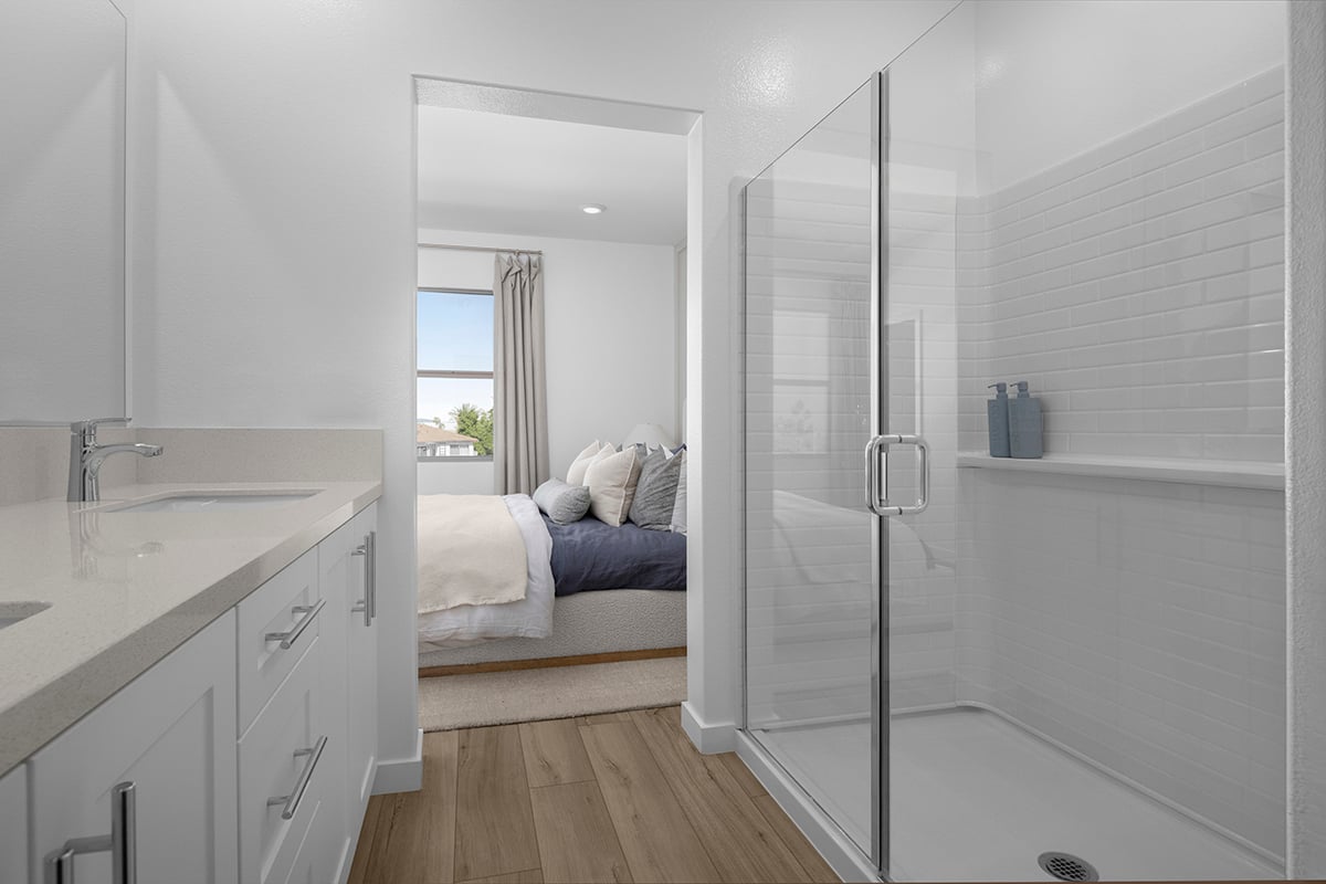 Walk-in shower at primary bath