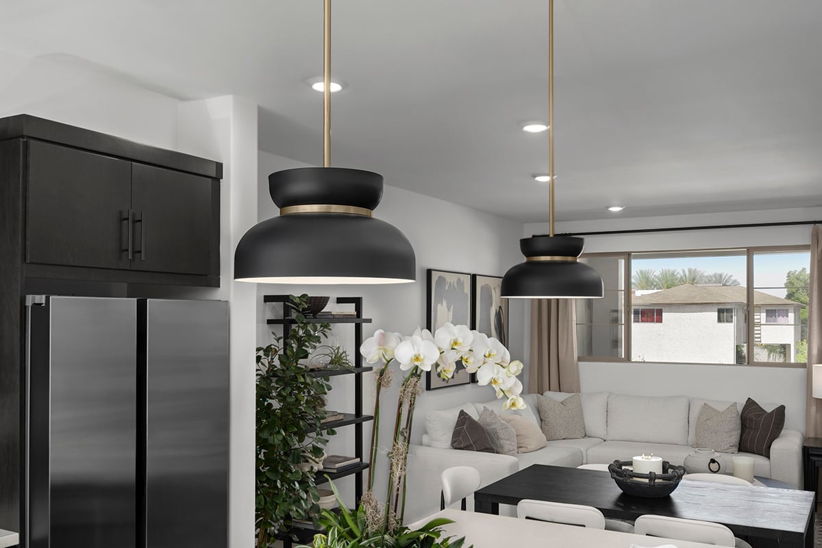Pendant lighting over island