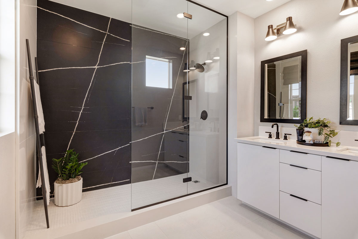 Walk-in shower at primary bath