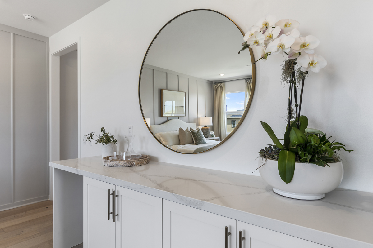 Quartz countertops at primary bath