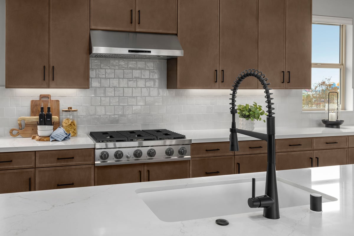 Optional matte black high-arc faucet