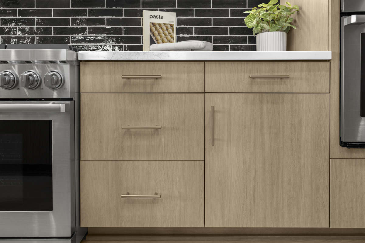 Optional flat-panel melamine cabinets