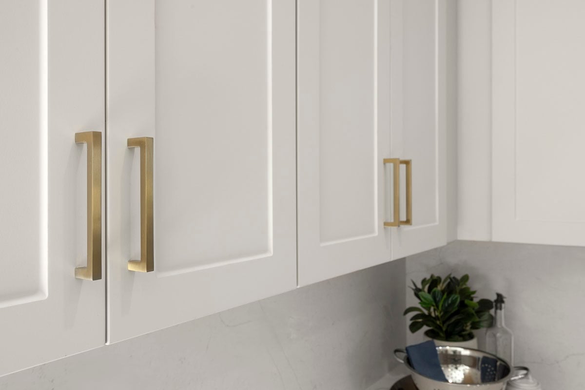 Optional brushed bronze cabinet pulls