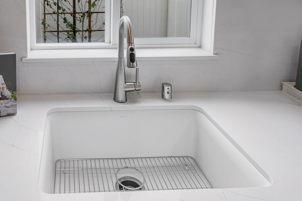 Upgraded single basin sink and faucet