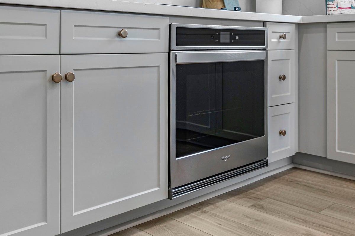 Upgraded gray Shaker door cabinets