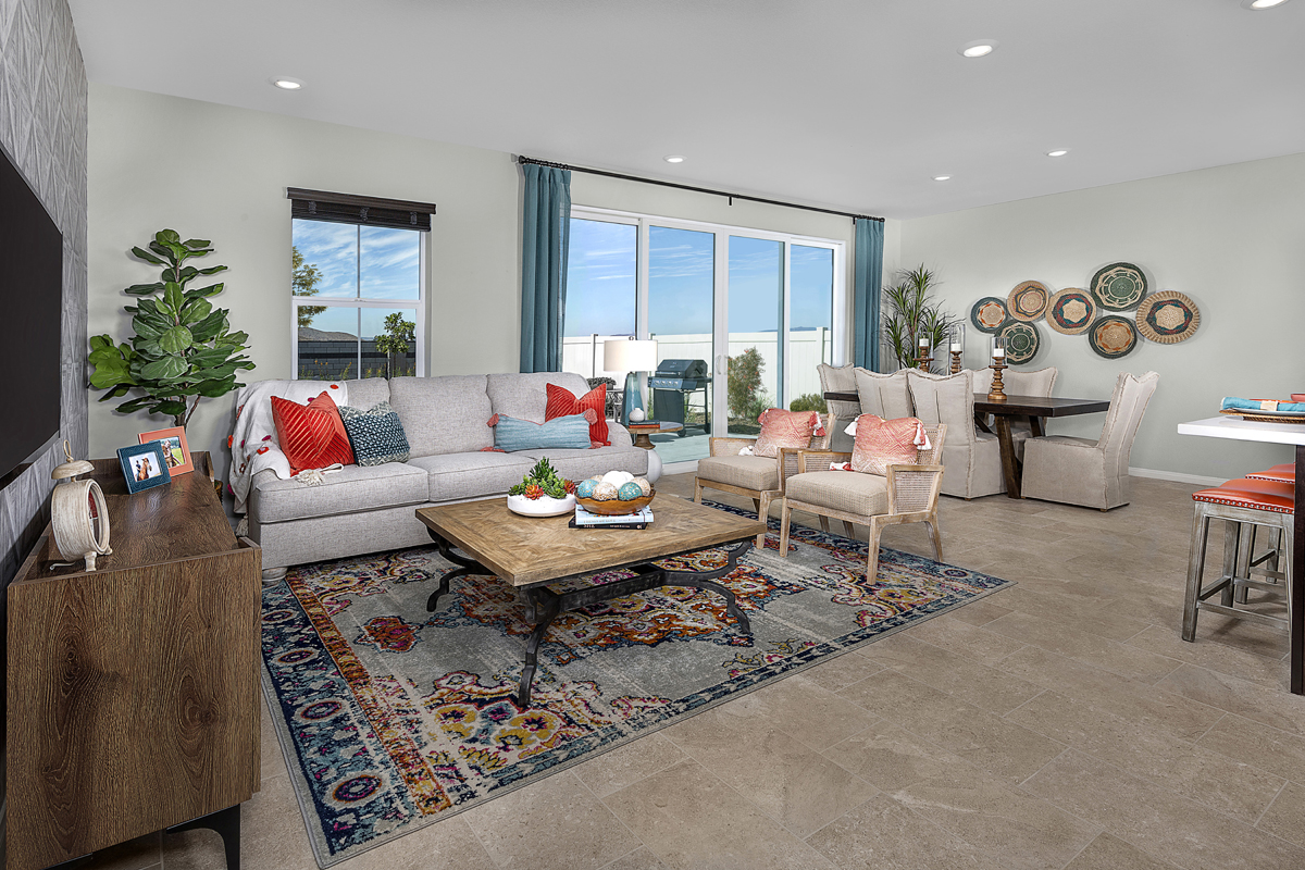 New Homes in Menifee, CA - Talavera Residence Two - Great Room (Sliding Glass Closed)
