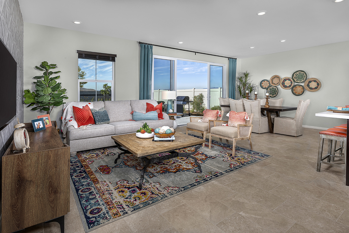 New Homes in Menifee, CA - Talavera Residence Two - Great Room (Sliding Glass Open)