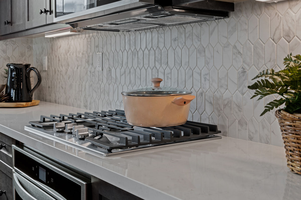 Upgraded kitchen countertops and tile backsplash