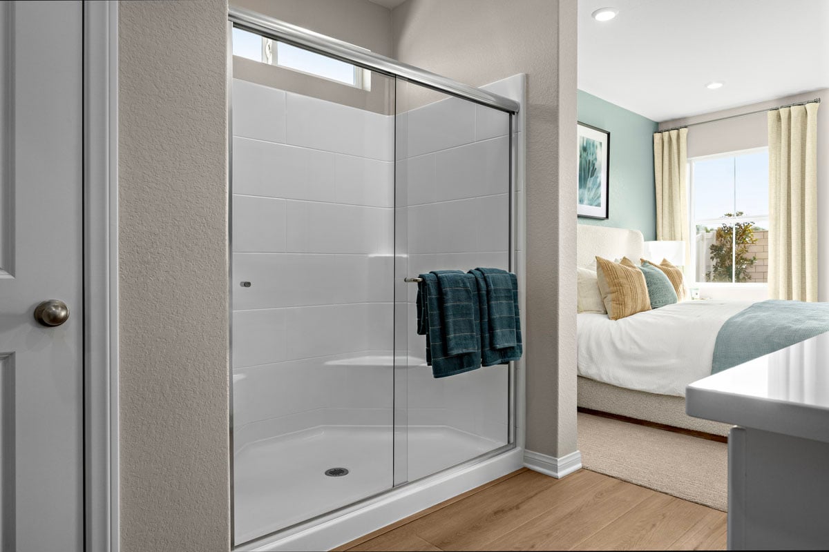 Walk-in shower at primary bath