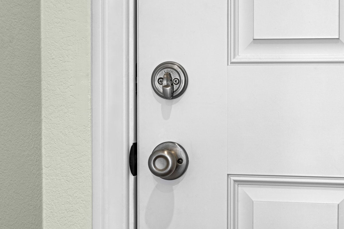 Satin nickel interior door hardware with antimicrobial technology