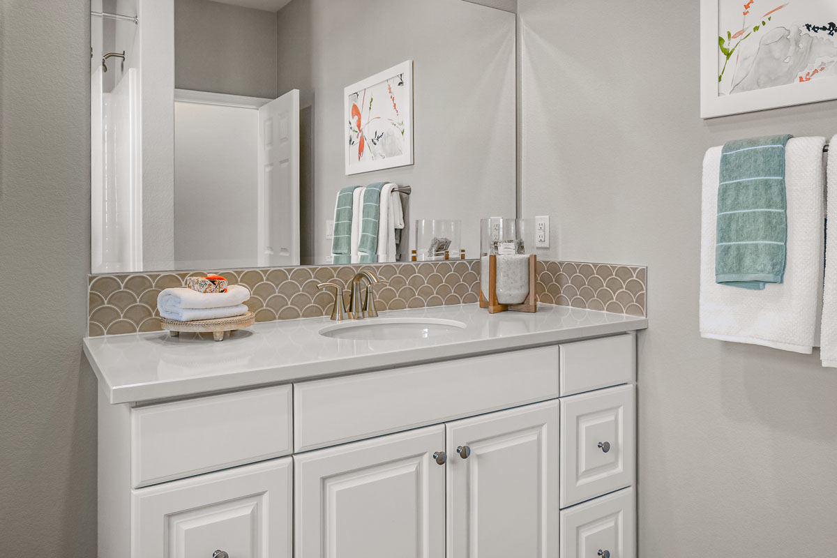 Optional backsplash and sink with included countertop at bathroom 2