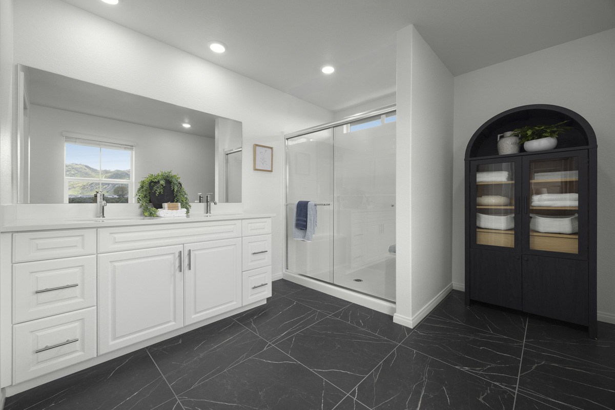 Walk-in shower at primary bath