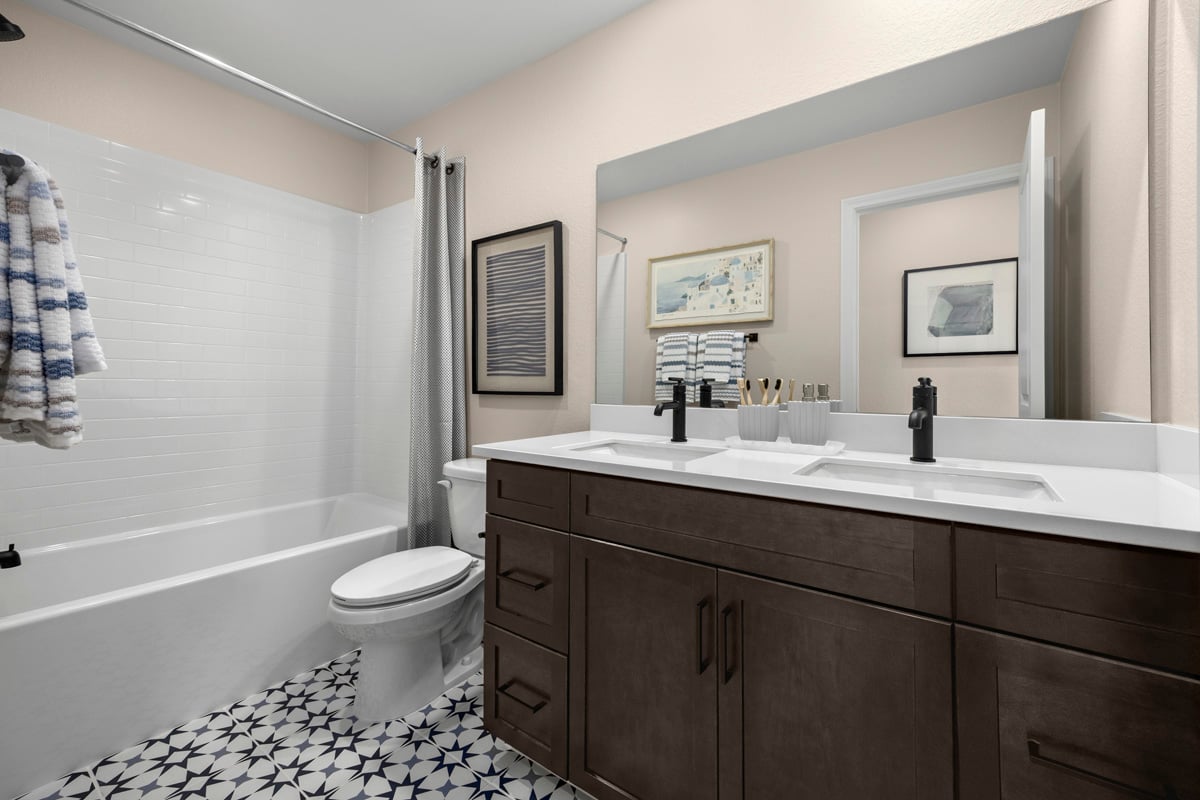 Optional dual-sink vanity at bath 2