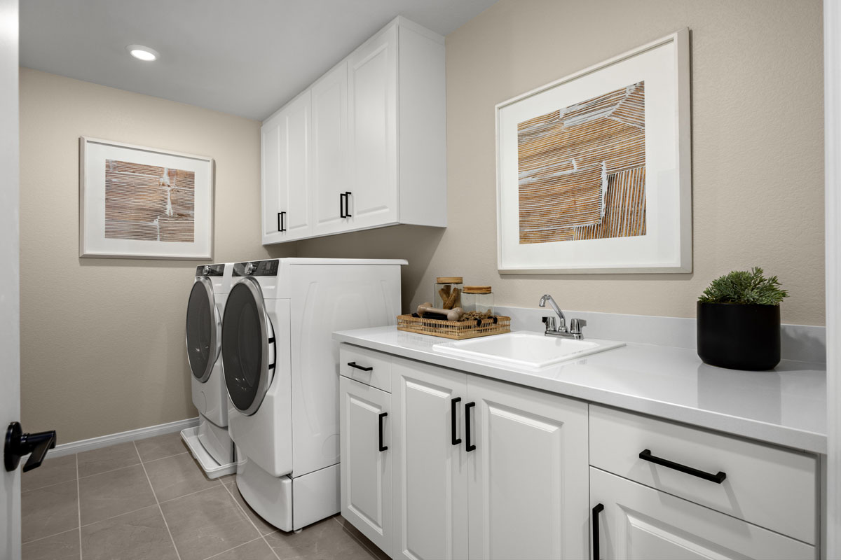 Optional laundry room cabinets and sink