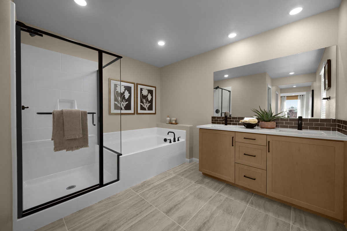 Optional tub and separate shower at primary bath