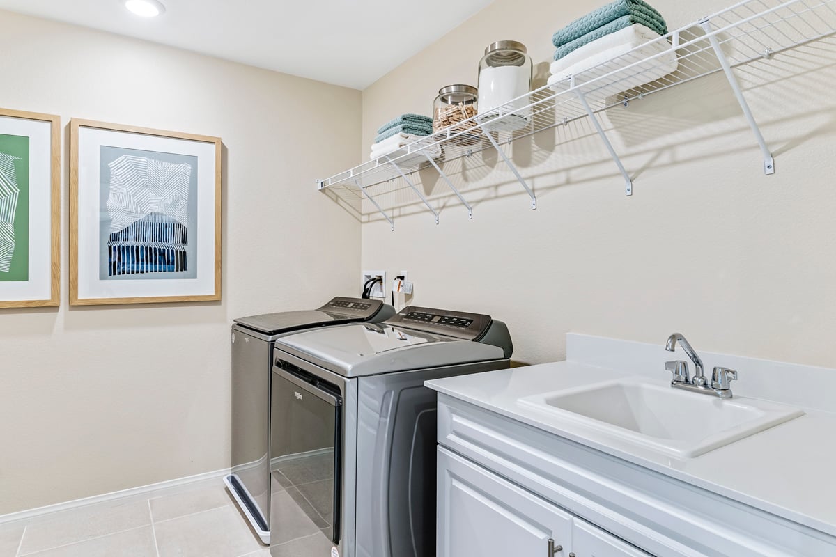 Upgraded laundry sink and lower cabinet