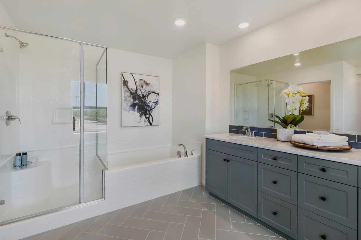Optional tub and separate walk-in shower at primary bath