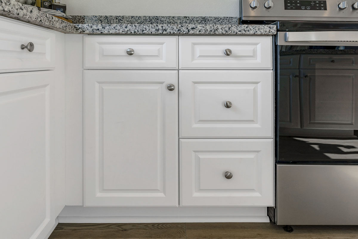 White thermofoil cabinets