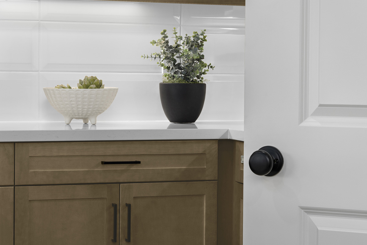 Optional matte black door and cabinet hardware