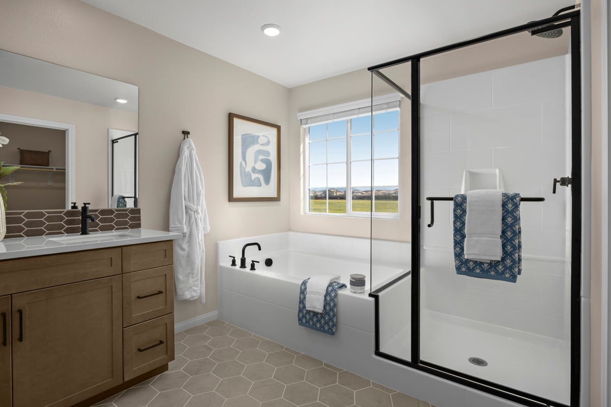 Optional tub and separate shower at primary bath