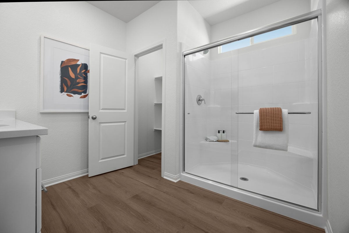 Walk-in shower at primary bath