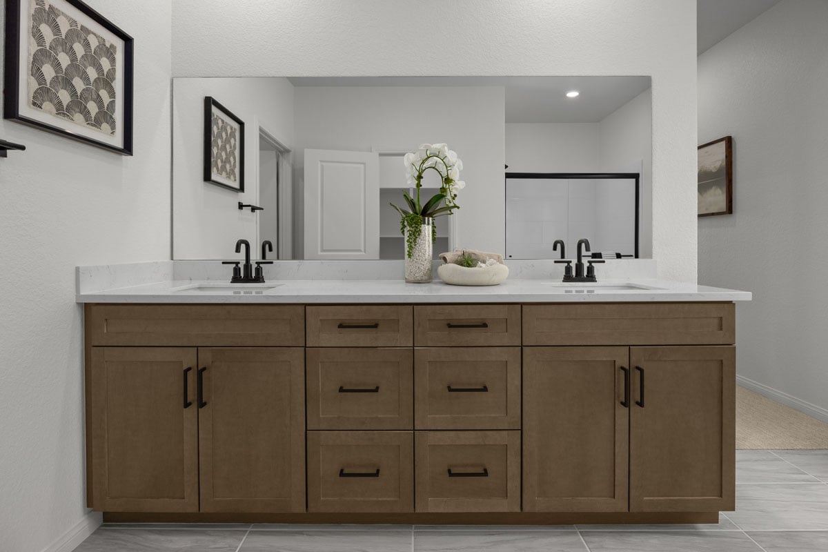 Optional vanity drawer bank at primary bath